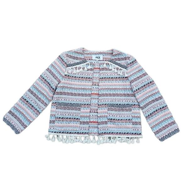 Fringe Tassel Trim Jacket JACK BB Dakota Blazer Size M Embroidered Stripe EUC - Picture 9 of 9